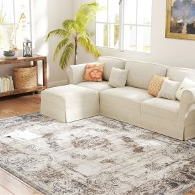 5x7 Boho Area Rug, Machine Washable Carpet for Living Room, Bedroom, Dining Room, Kitchen, Home Office, Brown