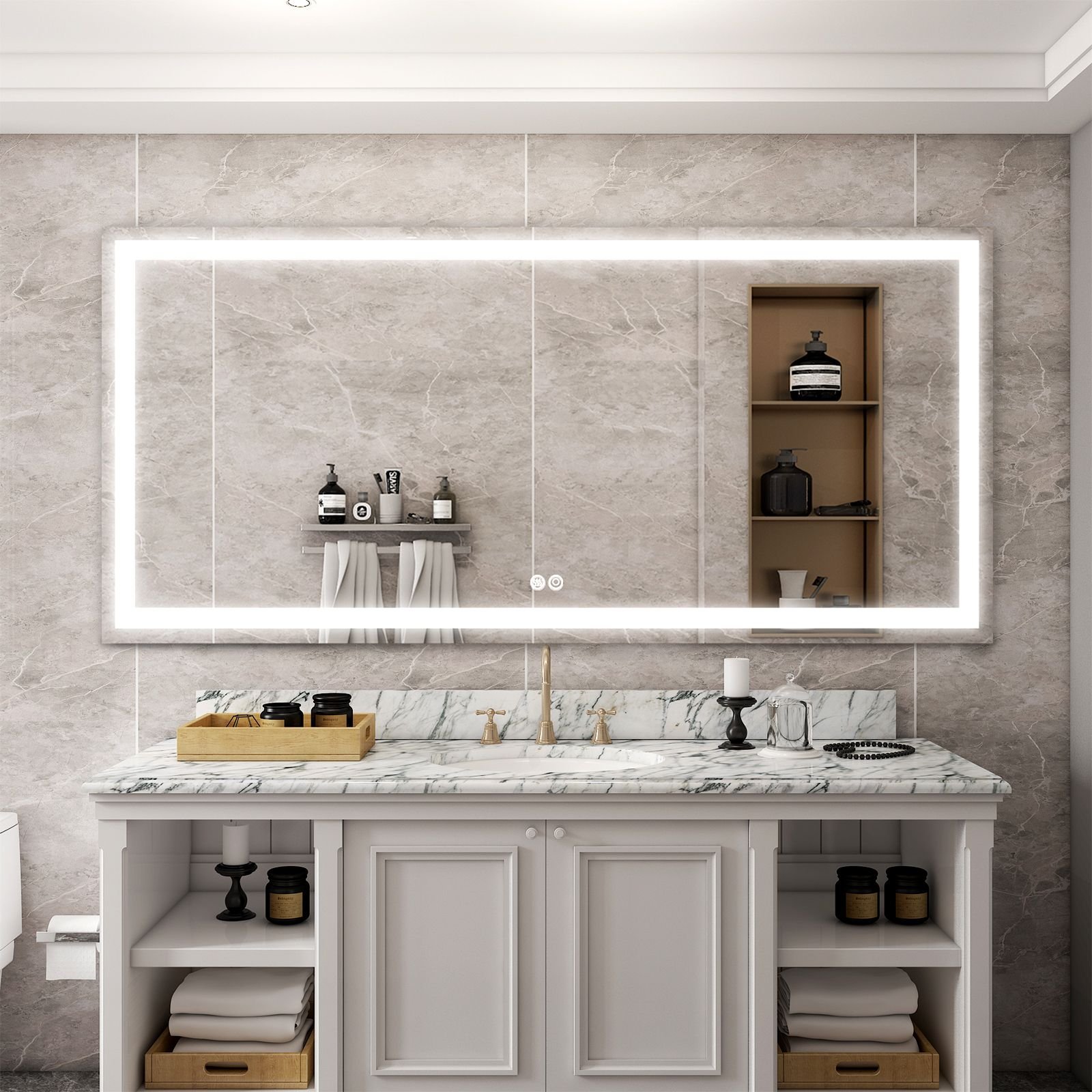 72-in W x 36-in H LED Lighted Rectangular Fog Free Frameless Bathroom Vanity Mirror 72-in W x 36-in H LED Lighted Rectangular Fog Free Frameless Bathroom Vanity Mirror