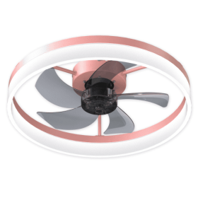 Ceiling Fan With Light Dimmable LED Recessed Mount Slim Modern Ceiling Fan Unavailable Platforms- Temu (Option: Pink)