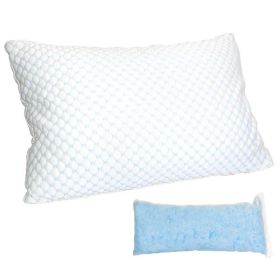 1Pc Shredded Memory Foam Pillow Adjustable Cool Pillow With Extra Filling Machine Washable Cover For Side Back Stomach Sleepers (Option: White)