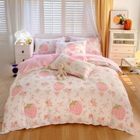 3 Piece Strawberry Duvet Cover Set Strawberry Print Bedding For Home Bedroom Decor Microfiber Quilt Cover Gifts Twin Full Queen King Size (Option: King-pink)