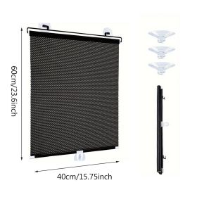 Window Shade with 3 Suction Cups Insulation Blackout Blind Shade Portable Temporary Cover (size: 15.75x 23.6 in)
