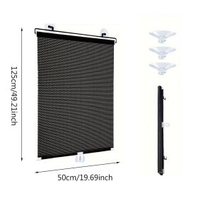 Window Shade with 3 Suction Cups Insulation Blackout Blind Shade Portable Temporary Cover (size: 19.69x49.21 in)