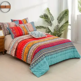 3pcs Duvet Cover Set King Duvet Coverx1 Pillowcasex2 Extremely Diverse Styles (Option: Boho Red)